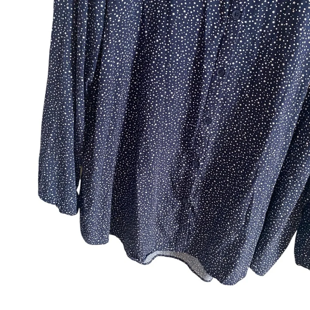 Joules Navy and White Star Print Long Sleeve Button Down Elvina Top Size US 14